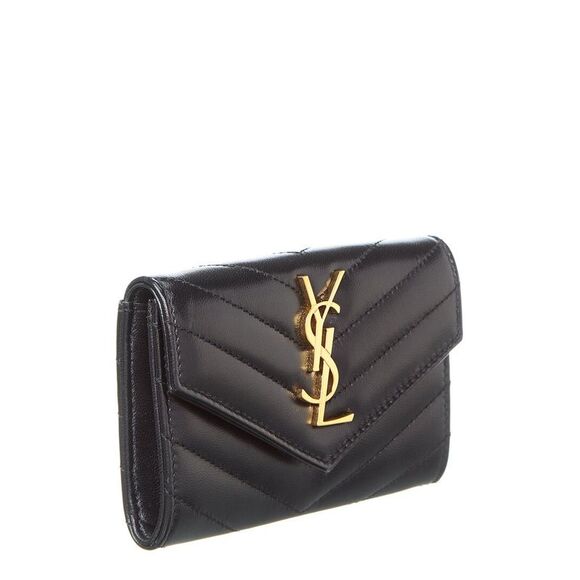 Saint Laurent Small Matelasse Leather Envelope Wallet, Black - Picture 4 of 5